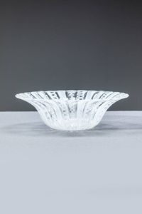 BAROVIER & TOSO : Centrotavola in vetro a filigrana e zanfirico. Marcato sotto la base Anni '60 cm 7x24 5  - Asta Design - Associazione Nazionale - Case d'Asta italiane