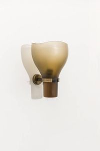TOBIA SCARPA - Lampada a parete in vetro battuto e inciso. Prod. Venini anni '60 cm 30x20x20