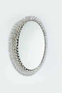 EMIL STEJNAR - Specchio retroilluminato con cornice formata da fiori in vetro. Prod. Rupert Nikoll anni '50 cm 82x62