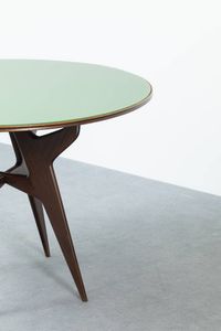 PRODUZIONE ITALIANA : Tavolo in legno di mogano  piano in vetro specchiato. Anni '60  - Asta Design - Associazione Nazionale - Case d'Asta italiane