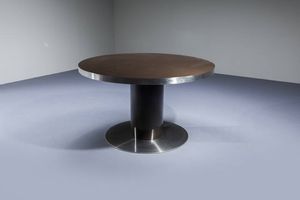 WILLY RIZZO : Tavolo in laminato di acciaio e acciaio massiccio. Anni '70 cm 75x129  - Asta Design - Associazione Nazionale - Case d'Asta italiane