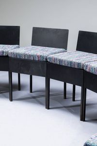 PRODUZIONE ITALIANA : Dieci sedie con struttura in ferro verniciato  cuscini imbottiti rivestit con tessuto Missoni. Anni '80 cm 74x45x40  - Asta Design - Associazione Nazionale - Case d'Asta italiane
