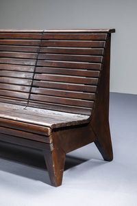 PRODUZIONE ITALIANA : Grande panca con struttura listellare in legno. Anni '40  cm 90x220x72  - Asta Design - Associazione Nazionale - Case d'Asta italiane