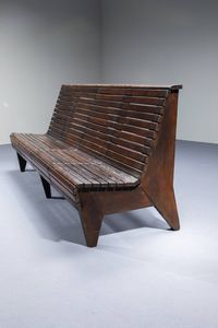 PRODUZIONE ITALIANA : Grande panca con struttura listellare in legno. Anni '40  cm 90x220x72  - Asta Design - Associazione Nazionale - Case d'Asta italiane