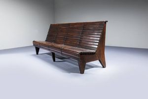 PRODUZIONE ITALIANA : Grande panca con struttura listellare in legno. Anni '40  cm 90x220x72  - Asta Design - Associazione Nazionale - Case d'Asta italiane