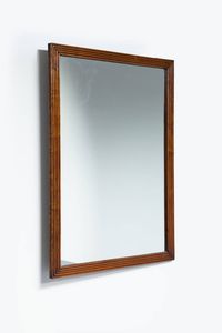 PRODUZIONE ITALIANA - Specchio con cornice a listelli in legno. Anni '50 cm 109x78x2 5