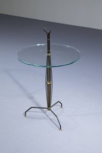 PRODUZIONE ITALIANA : Tavolino con struttura in metallo laccato  piano in vetro molato. Anni '50 cm 76x48  - Asta Design - Associazione Nazionale - Case d'Asta italiane
