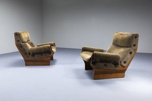 OSVALDO BORSANI : Coppia di poltrone P110 Canada  - Asta Design - Associazione Nazionale - Case d'Asta italiane