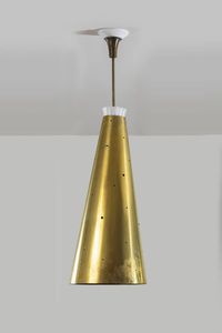 PRODUZIONE ITALIANA - Lampada a sospensione in ottone. Anni '50 diffusore h cm 82