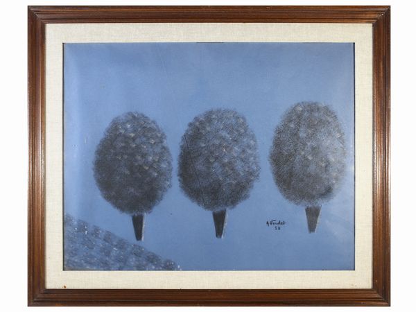 Andrè Verdet : Alberi 1958  - Asta L'Arte di Arredare - Associazione Nazionale - Case d'Asta italiane