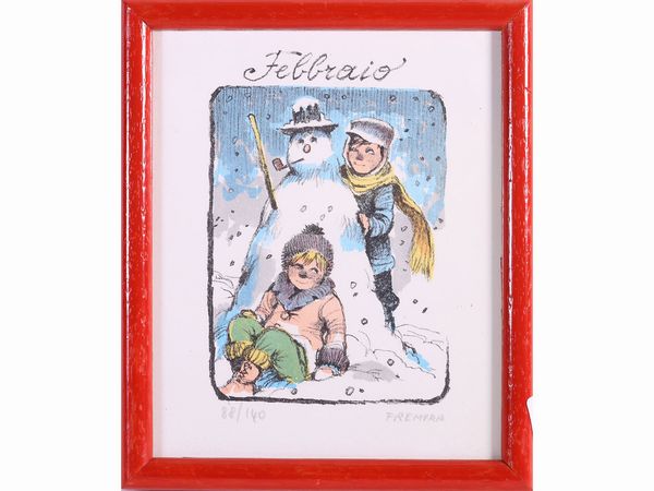 Lotto di cartoline e litografie: Alberto Fremura, Antonio Possenti e Fernando Botero  - Asta L'Arte di Arredare - Associazione Nazionale - Case d'Asta italiane