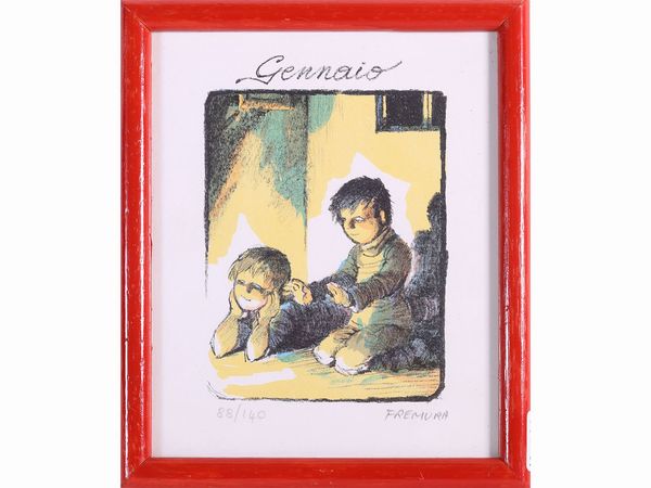 Lotto di cartoline e litografie: Alberto Fremura, Antonio Possenti e Fernando Botero  - Asta L'Arte di Arredare - Associazione Nazionale - Case d'Asta italiane