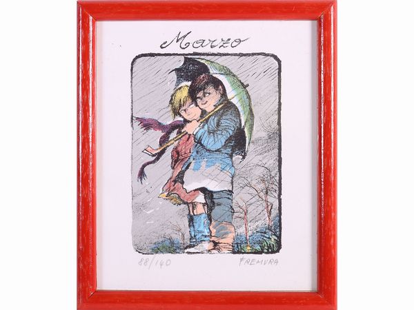 Lotto di cartoline e litografie: Alberto Fremura, Antonio Possenti e Fernando Botero  - Asta L'Arte di Arredare - Associazione Nazionale - Case d'Asta italiane