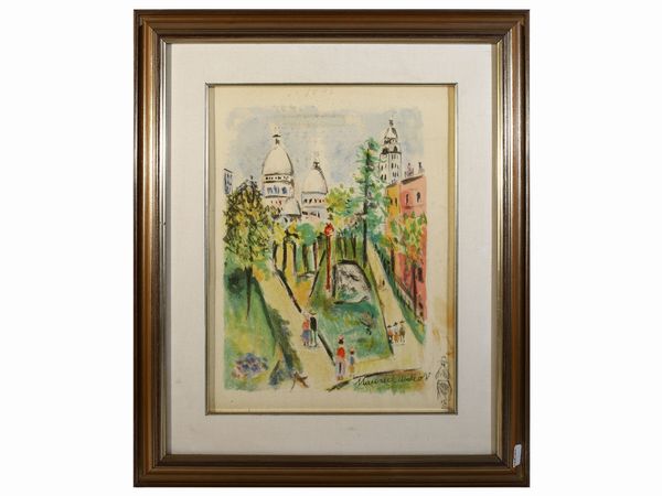 Maurice Utrillo : Le Sacr� Coeur, 1955  - Asta L'Arte di Arredare - Associazione Nazionale - Case d'Asta italiane