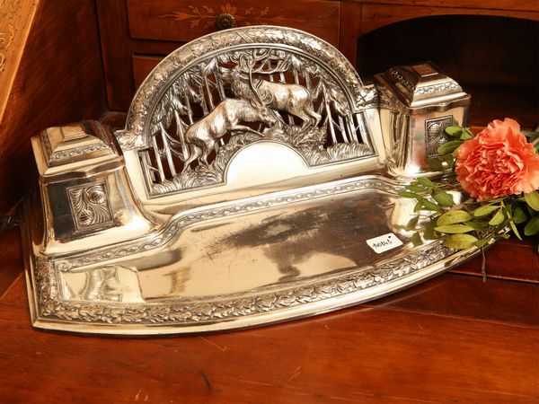 Doppio calamaio in metallo argentato  - Asta L'Arte di Arredare - Associazione Nazionale - Case d'Asta italiane