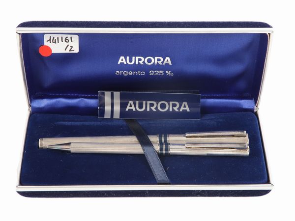 Penna stilografica e portamine in argento 925/1000, Aurora  - Asta L'Arte di Arredare - Associazione Nazionale - Case d'Asta italiane