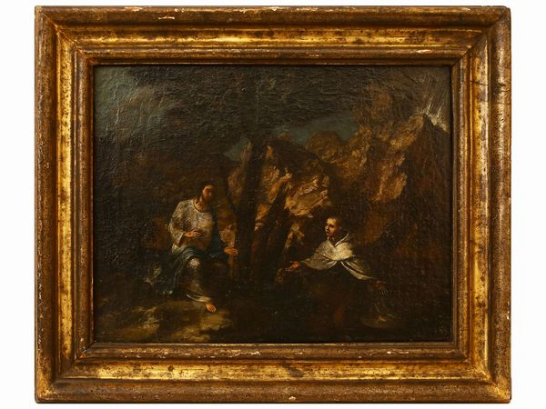 Scuola genovese : Apparizione di Cristo ad un santo carmelitano  - Asta L'Arte di Arredare - Associazione Nazionale - Case d'Asta italiane