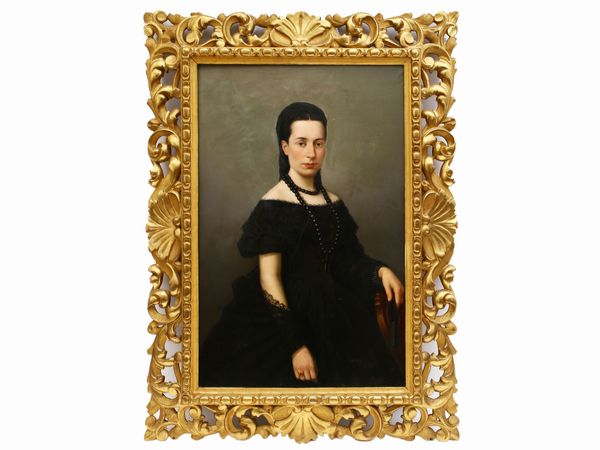 Scuola dell'italia settentrionale del XIX secolo : Ritratto della contessa Piccone  - Asta L'Arte di Arredare - Associazione Nazionale - Case d'Asta italiane
