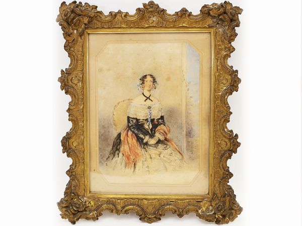 Scuola inglese della prima metà del XIX secolo : Ritratto di Katharine Daubney  - Asta L'Arte di Arredare - Associazione Nazionale - Case d'Asta italiane