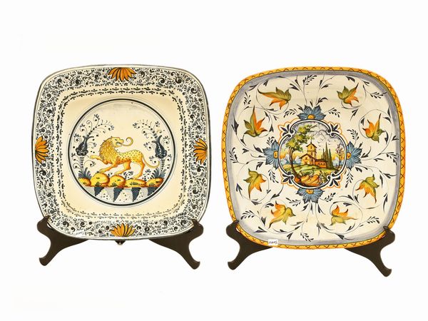 Due piatti da parata in terracotta smaltata  - Asta L'Arte di Arredare - Associazione Nazionale - Case d'Asta italiane