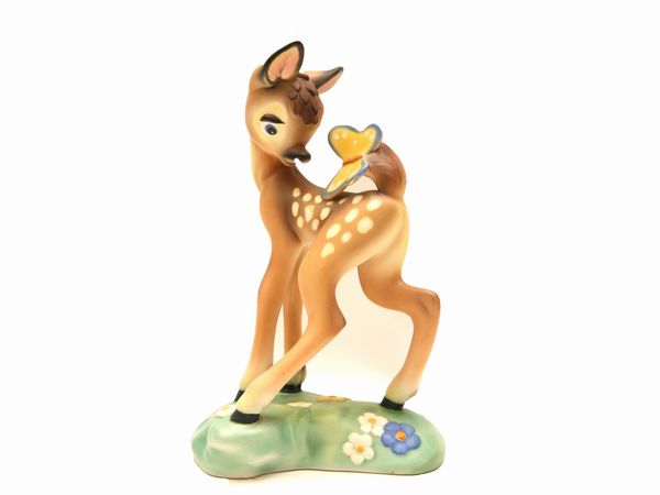 Domenico Cogno : Bambi, figura in ceramica Lenci  - Asta L'Arte di Arredare - Associazione Nazionale - Case d'Asta italiane