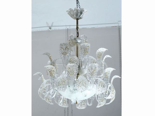 Lampadario in vetro incolore  - Asta L'Arte di Arredare - Associazione Nazionale - Case d'Asta italiane