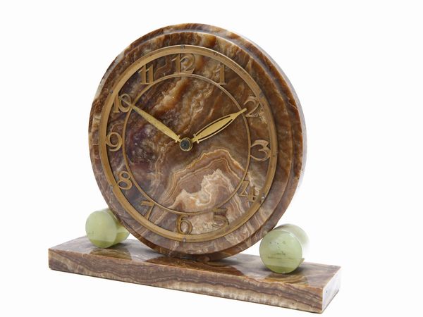 Orologio da tavolo in onice  - Asta L'Arte di Arredare - Associazione Nazionale - Case d'Asta italiane