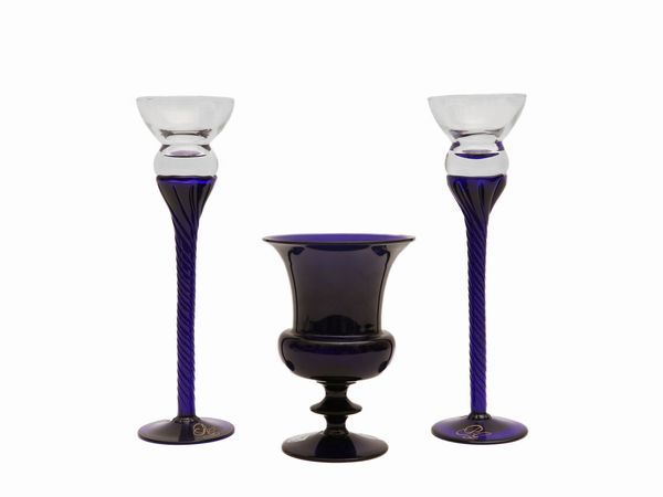 Lotto di curiosit� in cristallo blu cobalto  - Asta L'Arte di Arredare - Associazione Nazionale - Case d'Asta italiane