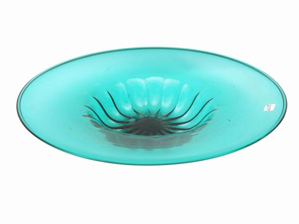 Piatto da prata in vetro soffiato verde  - Asta L'Arte di Arredare - Associazione Nazionale - Case d'Asta italiane