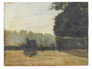 Paride Castellan - Paesaggio con carrozza