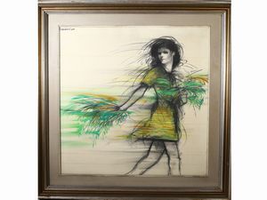 Riccardo Benvenuti - Ragazza con fiori 1969