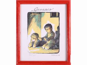 Lotto di cartoline e litografie: Alberto Fremura, Antonio Possenti e Fernando Botero  - Asta L'Arte di Arredare - Associazione Nazionale - Case d'Asta italiane