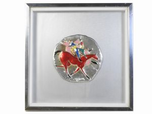 GIUSEPPE CESETTI - Buoi maremmani - Tre fantini a cavallo