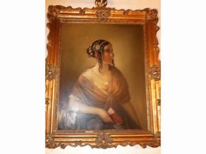 Pittore accademico - Ritratto di donna con libro