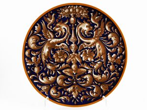 Enrico Tozzi - Piatto da parata in porcellana policroma, Richard Ginori