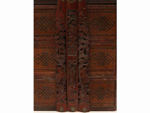 Grande cestino portavivande in legno di rosa e paglia  - Asta L'Arte di Arredare - Associazione Nazionale - Case d'Asta italiane