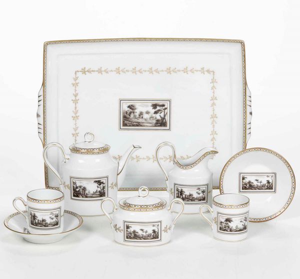 Servizio da caff tte--tte Fiesole<BR>Doccia, Manifattura Richard Ginori, XX secolo  - Asta Arredo per la Tavola | Cambi Time  - Associazione Nazionale - Case d'Asta italiane