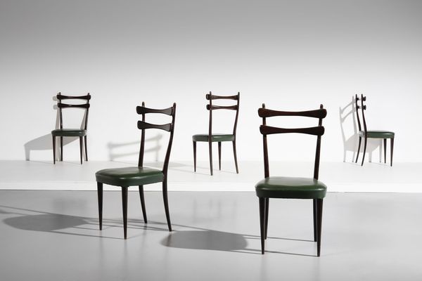 MANIFATTURA ITALIANA : Cinque sedie  - Asta Asta 370 | DESIGN E ARTI DECORATIVE DEL NOVECENTO Virtuale - Associazione Nazionale - Case d'Asta italiane