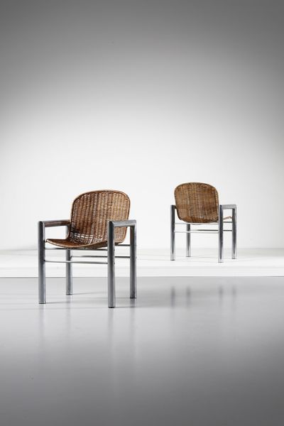 MANIFATTURA ITALIANA : Coppia di sedie  - Asta Asta 370 | DESIGN E ARTI DECORATIVE DEL NOVECENTO Virtuale - Associazione Nazionale - Case d'Asta italiane