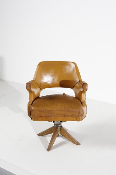 MANIFATTURA ITALIANA : Sedia girevole da ufficio  - Asta Asta 370 | DESIGN E ARTI DECORATIVE DEL NOVECENTO Virtuale - Associazione Nazionale - Case d'Asta italiane