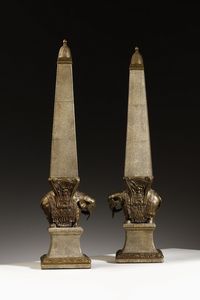 MANIFATTURA ITALIANA : Coppia di obelischi  - Asta Asta 370 | DESIGN E ARTI DECORATIVE DEL NOVECENTO Virtuale - Associazione Nazionale - Case d'Asta italiane