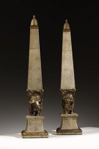 MANIFATTURA ITALIANA : Coppia di obelischi  - Asta Asta 370 | DESIGN E ARTI DECORATIVE DEL NOVECENTO Virtuale - Associazione Nazionale - Case d'Asta italiane