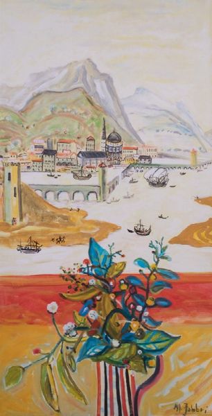 Fiore su particolare di paesaggio del Ghirlandaio  - Asta Parade III - Arte del Novecento, Contemporanea e Grafica - Associazione Nazionale - Case d'Asta italiane