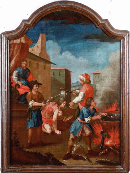 Scuola del XVIII secolo Martirio di una santa  - Asta Dipinti Antichi | Cambi Time - Associazione Nazionale - Case d'Asta italiane
