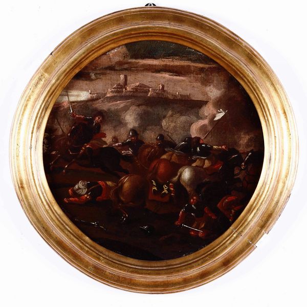 Francesco Monti, nei modi di : Scontro tra cavalieri  - Asta Dipinti Antichi | Cambi Time - Associazione Nazionale - Case d'Asta italiane