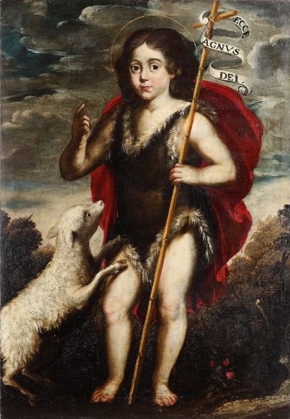 Scuola spagnola del XVIII secolo San Giovannino  - Asta Dipinti Antichi | Cambi Time - Associazione Nazionale - Case d'Asta italiane