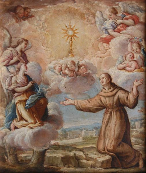 Scuola del XVIII secolo Santo francescano con angeli  - Asta Dipinti Antichi | Cambi Time - Associazione Nazionale - Case d'Asta italiane