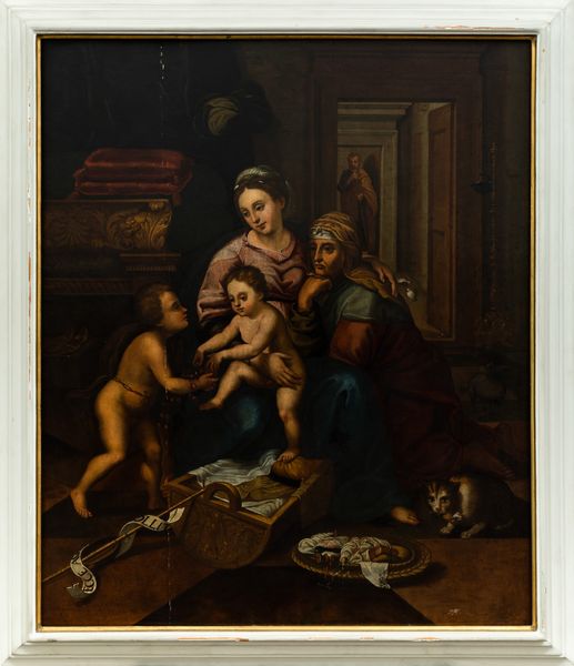 Scuola romana del XVII secolo Sacra Famiglia con San Giovannino e Sant'Anna in un interno  - Asta Dipinti Antichi | Cambi Time - Associazione Nazionale - Case d'Asta italiane