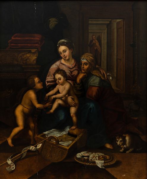 Scuola romana del XVII secolo Sacra Famiglia con San Giovannino e Sant'Anna in un interno  - Asta Dipinti Antichi | Cambi Time - Associazione Nazionale - Case d'Asta italiane