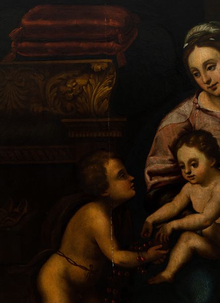 Scuola romana del XVII secolo Sacra Famiglia con San Giovannino e Sant'Anna in un interno  - Asta Dipinti Antichi | Cambi Time - Associazione Nazionale - Case d'Asta italiane